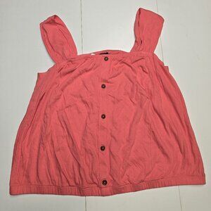 Lane bryant square neck cap sleeve top shirt pink size 22/24 button front